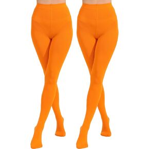 2 Pairs Women's Solid Color Tights 80D, Soft Opaque Microfiber Tights