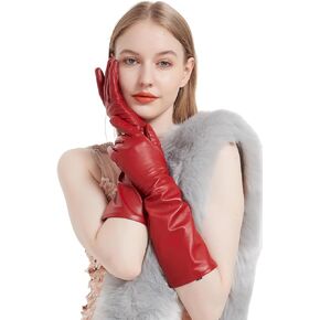 Daoflkuo Women 15.75" Long Leather Gloves Under Elbow Length Genuine Lambskin Touch Screen Gloves