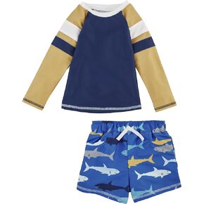 Mud Pie Boys Rash Guard Set, Shark