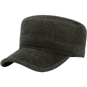 Men's Winter Wool Cadet Hat Trucker Dad Hat Military Flat Top Baseball Cap Flat Top Hats Ear Flaps Newsboy Hats