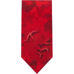 Jacob Alexander Men's Happy Valentine's Day Shooting Cupid with Hearts Regular Length Neck Tie - Red