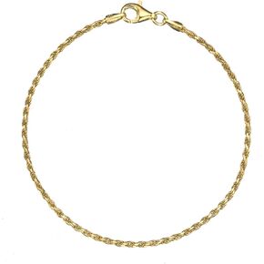 خلخال بسلسلة من الذهب عيار 18 قيراط وفضة استرلينية 1.6 ملم من Bling For Your Buck، سلسلة من الحبال الملتوية مقطوعة بالألماس الإيطالي 9 بوصة - 11 بوصة in Kuwait