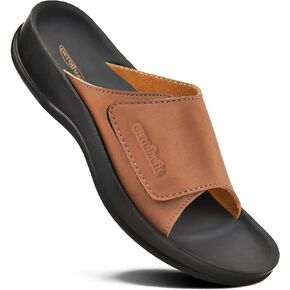 AEROTHOTIC Adjustable Velcro Strap Open Toe Comfort Slides for Women