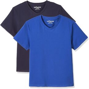 Kid Nation Kids Unisex 2 Packs and 3 Packs Soft Cotton with Elastane Short Sleeve V Neck T Shirts 4-12 Years