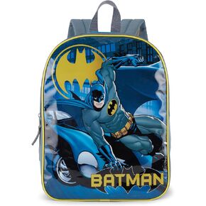 Fast Forward Batman Backpack for Kids 15" | Cool Batman Bookbag for Boys | Padded Straps & Large Zip Compartment | Batman Back to School Supplies