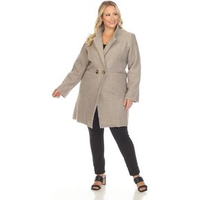 SIMPLY COUTURE Women's Solid Long Double Breasted Winter Pea Coat
