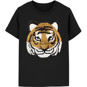 Toddler Boys Flip Sequin Tee Dinosaur Shirt Cotton Short Sleeve T-Shirts Truck Tops