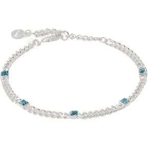 Alex and Ani AA7398233SS,Birthstone Curb Chain Bracelet,Shiny Silver,Blue,March, Bracelets in Saudi Arabia