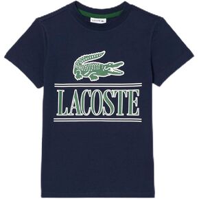 تي شيرت Lacoste للأولاد بأكمام قصيرة ورقبة مستديرة ورسومات تمساح أمامية كبيرة in Kuwait
