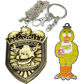 FNAF Security Badge Metal Pin, Pendant Necklace Freddy Fazbear, Chika, Bonnie, Five Nights at Freddy Cosplay, Security Pins and Badges, 5 Nights at Freddy's Metal Badge Costume FNAF Collection Costume
