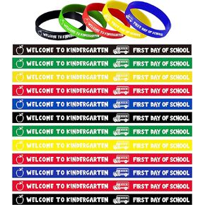 Welcome to Kindergarten Wristbands Bracelets, First Day of Kindergarten Bracelets, Back to School Decorations, First Day of School Classroom Decorations,Back to School Gifts for Students - 30Pcs