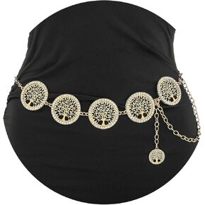 أحزمة سلسلة من حجر الراين Navoky للنساء سلسلة شجرة الحياة لفستان الجينز المعدني وسلسلة الخصر وإكسسوارات المجوهرات in Kuwait