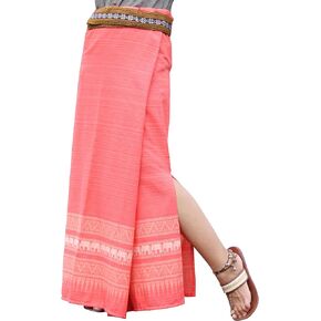 RaanPahMuang Mixed Cotton Thai Tube Wrap Skirt with Floral Belt