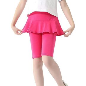 LOLANTA Girls Knee Length Shorts Capri Leggings with Skirt Kids Summer Pants Casual Sports Skorts