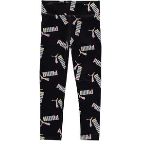 PUMA Girls' Core Space Dye Legging (Large, All Over Printed Black)