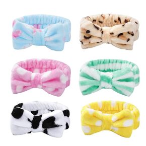 8 Pack Spa Bow Headbands, Coral Fleece Makeup Cosmetic Headband for Washing Face, Shower Terry Cloth Hair Band for Women Facial