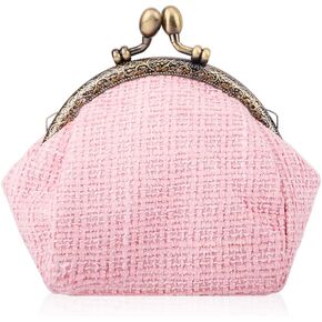 Oyachic Tartan Coin Purse Vintage Kiss Lock Change Pouch Wallet Small Embroidery Money Cosmetic Bag Car Coin Holder for Women Ladies