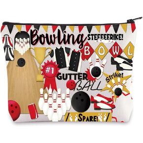 WZMPA Funny Bowling Cosmetic Bag Bowling Ball Lover Gifts Bowling Team Makeup Zipper Pouch Bag Bowling Coach Gift (Bowling)