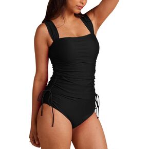 Pink Queen Women's 2 Piece Tankini Bathing Suit Tummy Control High Waisted Bikini Bottom Ruched Drawstring Swimsuit