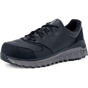 Shoes for Crews Bridgetown, Men's Aluminum Toe (at) Slip Resistant Work Shoes, Water Resistant Sneakers, Black