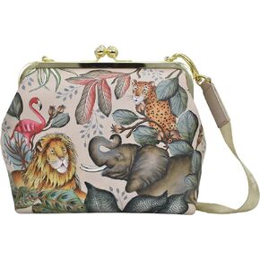Anuschka Women’s Hand Painted Genuine Painted Leather Medium Frame Crossbody