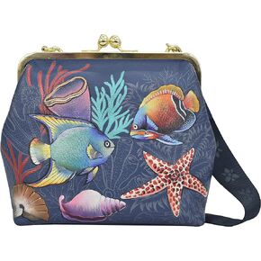 Anuschka Women’s Hand Painted Genuine Painted Leather Medium Frame Crossbody