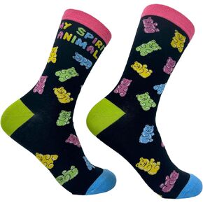 Crazy Dog T-Shirts Women's My Spirit Animal Gummy Bear Socks Funny Cute Colorful Candy Footwear