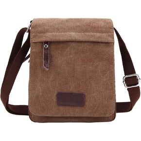 Small Vintage Canvas Leather Messenger Crossbody Bag Pack Organizer