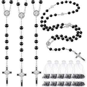 ROCEEI 12 قطعة قلادة مسبحة المسبحة الأولى مع صليب صليب يسوع مسبحة للنساء والرجال مسبحة كاثوليكية 21 بوصة هدايا صلاة مسبحة مع 12 كيس أورجانزا in Kuwait