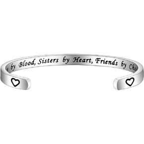 FEELMEM Cousin Bracelet Cousins By Blood Sisters By Heart Friends By Choice Bangle Cousin Jewelry Gift for Cousins (Silver)