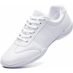 kkdom Adult & Youth White Cheerleading Shoe Athletic Dance Shoes Tennis Sneakers Sport Training Cheer Shoes White US Size 7.5/EU Size 39