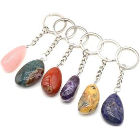 15pcs Irregular Keychain Natural Rose Quartz Opal Agate Stone Pendant MakingDIYJewelry Handbag Purse Household Charm Gift Ornament