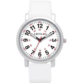 Scrub Watch for Nurses, Medical Professionals and Students – Various Medical Scrub Colors, Easy Read Dial, Military Time with Second Hand, Silicone Band, Water Resistant