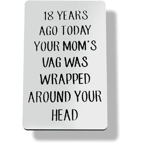 Funny 18th Birthday Card,18 Years Birthday Gift for Men or Women,Engraved Metal Wallet Insert Card,18 Years Old Bday Card for Son Daughter,18th Birthday Gift for Girls or Boys,Happy Birthday Gift Card