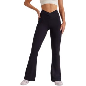 TOPYOGAS Womens Casual Tummy Control Flare Yoga Pants Crossover Waisted Wrap Flare Leggings Bootleg High Waist Yoga Pants