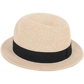 قبعة الشمس من القش للنساء - قبعة الشاطئ الصيفية قبعة تريلبي قصيرة الحافة قبعة بنما بعامل حماية من الأشعة فوق البنفسجية 50+ in Kuwait