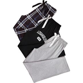 WDIRARA Women's 3 Piece Bow Front Pajama Pants Elastic Waist Pajama Bottoms Sleep Pants
