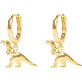 Dinosaur Small Hoop Cuff Earrings Piercing for Women Girl Sensitive Ear Sterling Silver Cartilage Huggie Tassel Threader Drop Earring Delicate Animal Jewellery Hypoallergenic