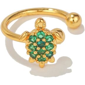 Lovely Sea Turtle Ear Cuff Earring Cubic Zirconia Simulated Emerald Crystal Ocean Animal Cartilage Clip On Fake Huggie Hoops Earrings Dainty Jewelry Gifts for Women Teen Girls Hypoallergenic