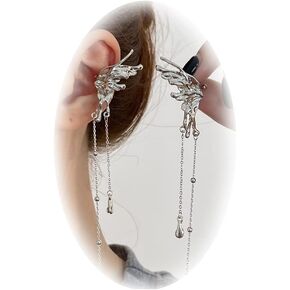 Butterfly Ear Cuff Earrings for Women Elf Ear Wrap Climber Earrings Fairy Ear Clip Earrings (Wing,S)