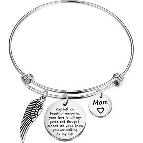 KUIYAI You Left Me Beautiful Memories Bracelet with Guardian Angel Loss Jewelry Remember Loved One for Mom Dad Grandma