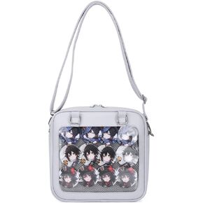 SMALLBLUER Purse and Backpack JK Uniform Messenger Bag Lolita Ita Handbag DIY Design Transparent Windows Shoulder Bag