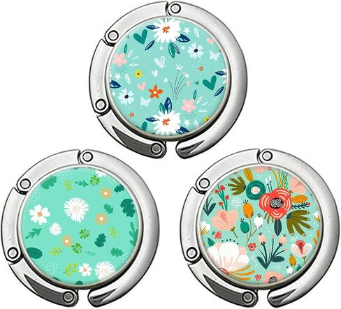 Foldable Purse Hook for Table, Purse Hangers for Table, Handbag Storage Folding Decor Table Hook, Women's Bag Handbag Hanger Holder (Green Flowers H) in Saudi Arabia