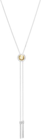Lucky Brand Two-Tone Hematite-Pavé & Chain Tassel Reversible Lariat Necklace, 33" + 2" extender in Saudi Arabia