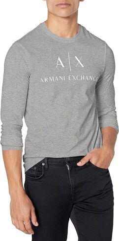 A｜X ARMANI EXCHANGE Men's Long Sleeve Logo Crewneck T-Shirt in Saudi Arabia