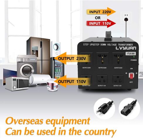 LVYUAN Voltage Transformer Converter 500 Watt Step Up/Down Convert from 110-120 Volt to 220-240 Volt and from 220-240 Volt to 110-120 Volt with US Outlet, Universal Outlet, Circuit Breaker in Saudi Arabia
