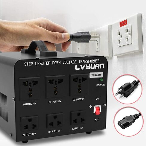 LVYUAN Voltage Transformer Converter 500 Watt Step Up/Down Convert from 110-120 Volt to 220-240 Volt and from 220-240 Volt to 110-120 Volt with US Outlet, Universal Outlet, Circuit Breaker in Saudi Arabia