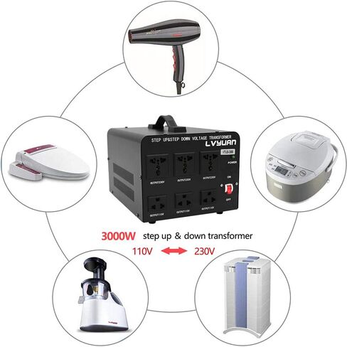 LVYUAN Voltage Transformer Converter 500 Watt Step Up/Down Convert from 110-120 Volt to 220-240 Volt and from 220-240 Volt to 110-120 Volt with US Outlet, Universal Outlet, Circuit Breaker in Saudi Arabia