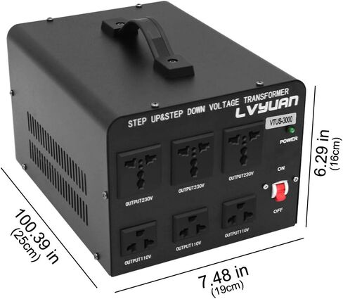 LVYUAN Voltage Transformer Converter 500 Watt Step Up/Down Convert from 110-120 Volt to 220-240 Volt and from 220-240 Volt to 110-120 Volt with US Outlet, Universal Outlet, Circuit Breaker in Saudi Arabia