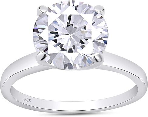 SAVEARTH DIAMONDS Moissanite Solitaire Engagement Ring for Women, Wedding band 925 Sterling Silver with 18K Gold Plated Lab Created Simulated Round Diamond Ring, Promise Wedding Rings in Saudi Arabia